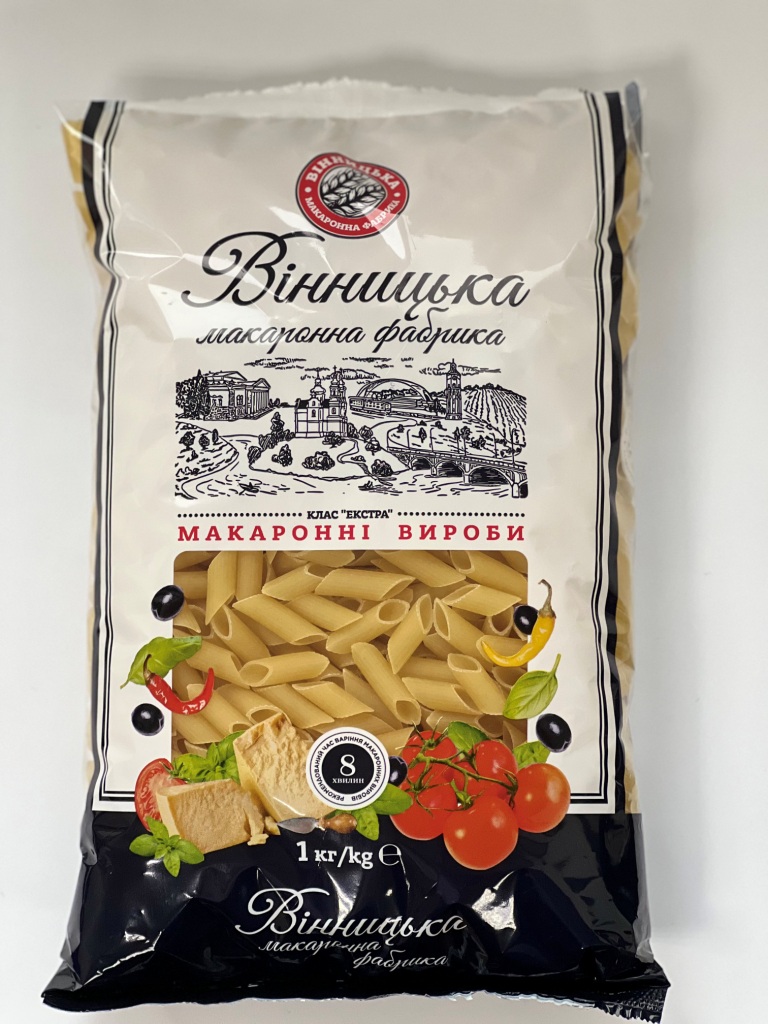 Макаронні вироби трубчасті ВІННИЦЬКА МАКАРОННА ФАБРИКА Пера 1 кг